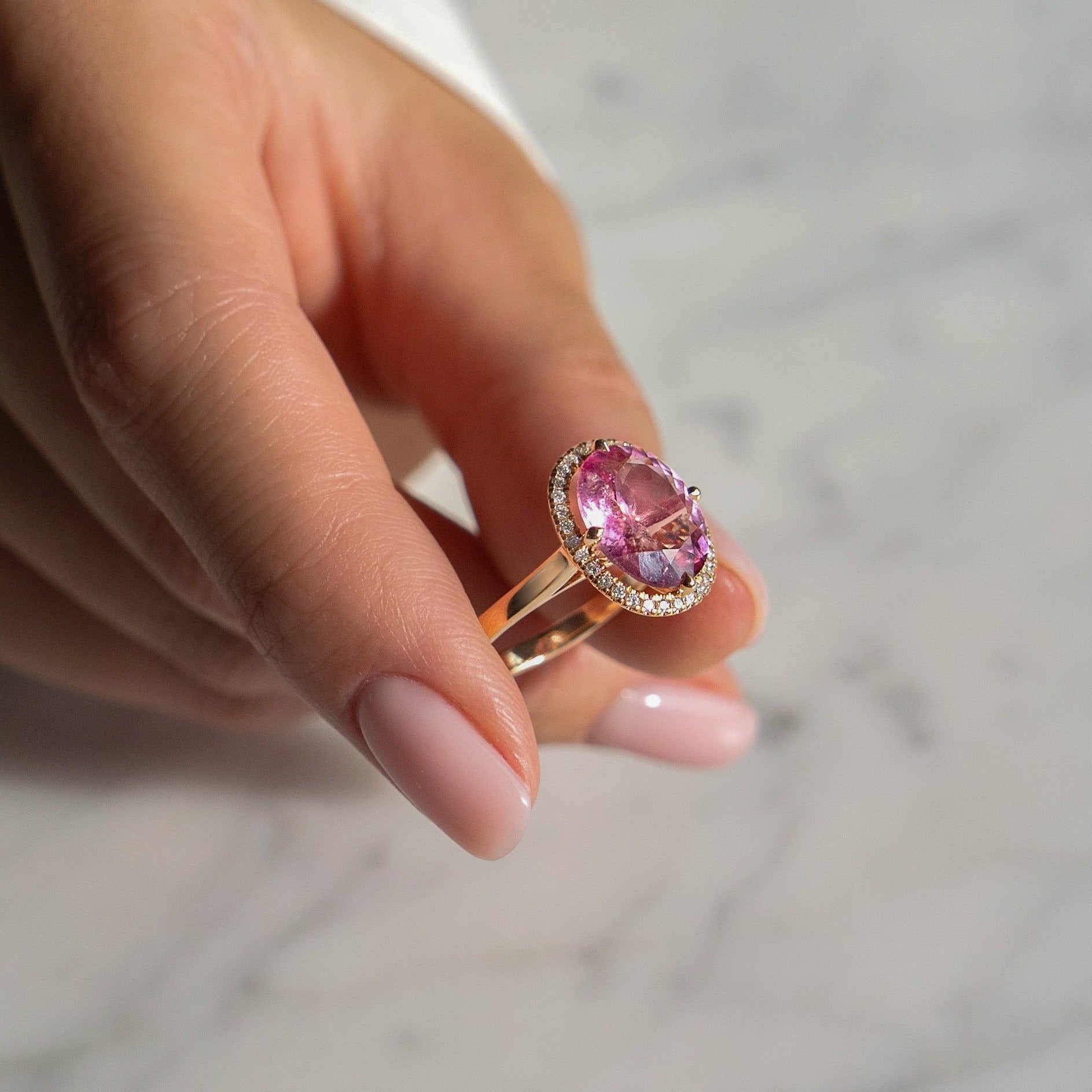 Custom made TOURMALINE ring, rose gold, size 53