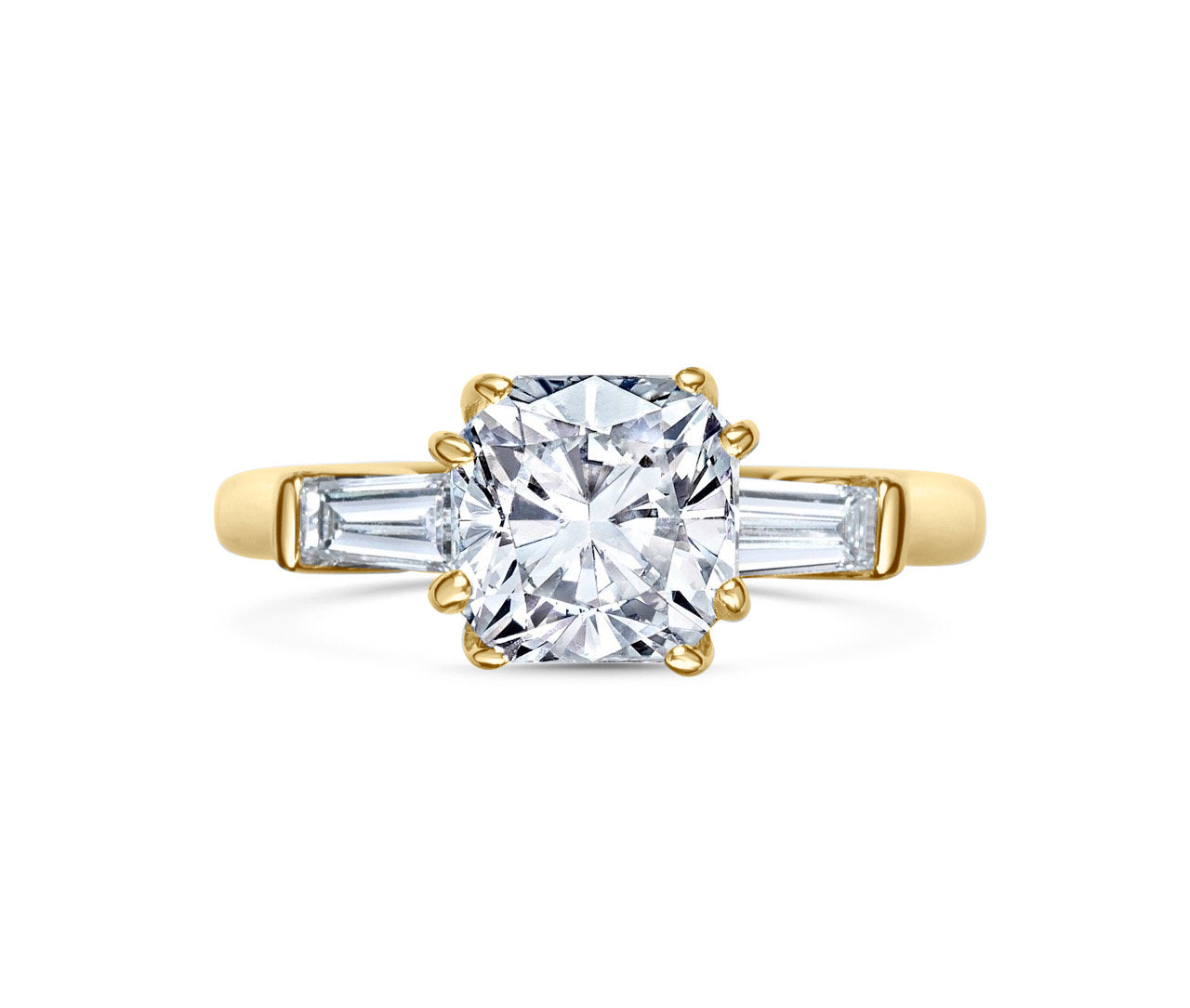 Cushion cut with side on sale baguettes