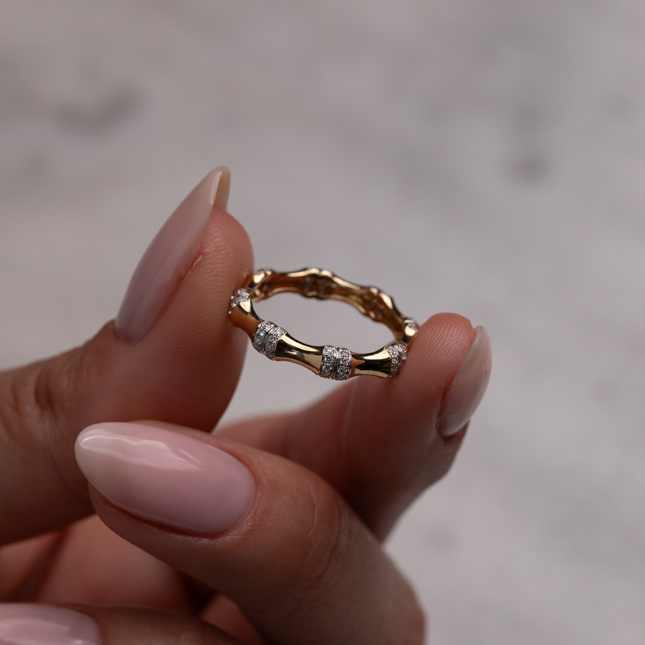 Sugar Cane Ring, Size 54 Yellow Gold