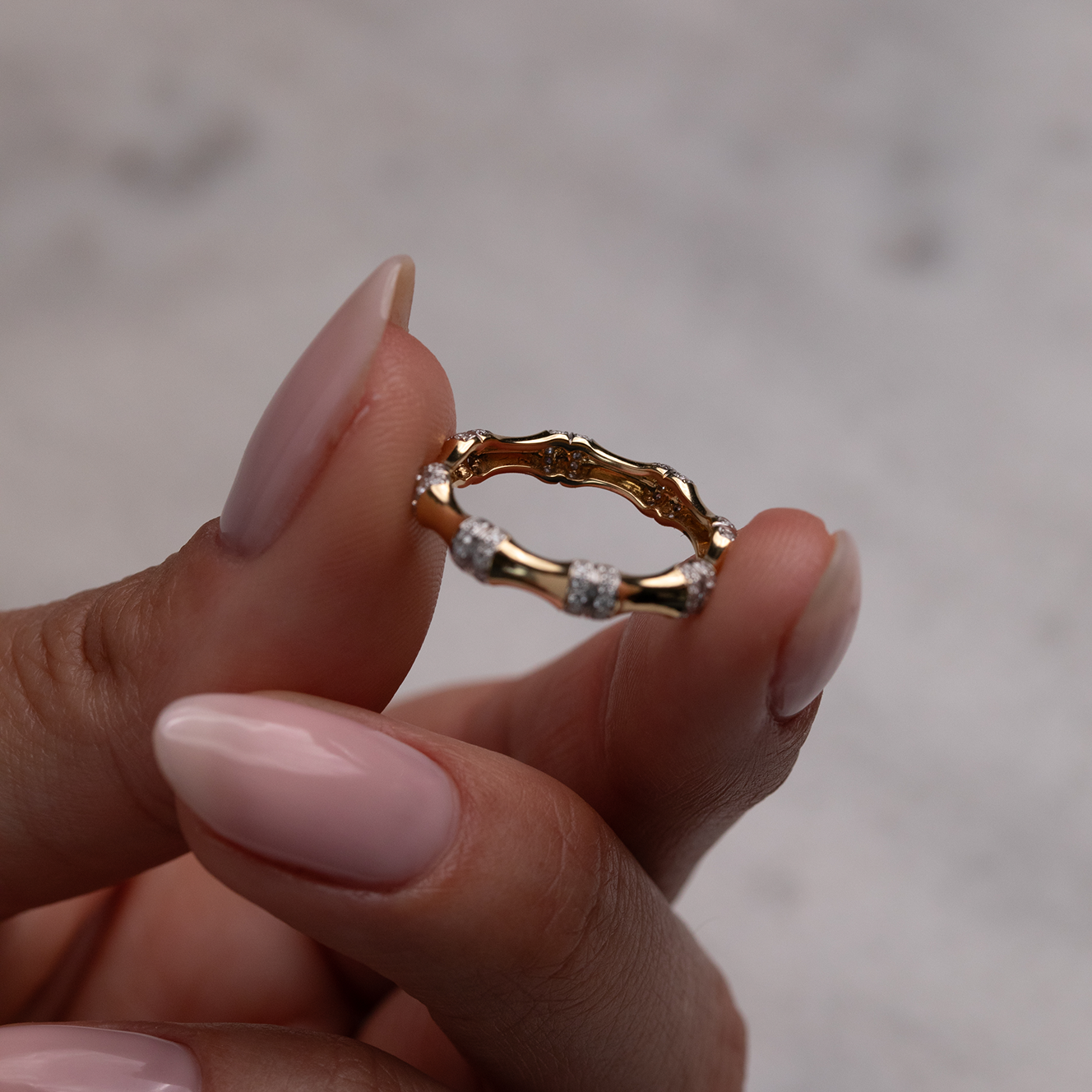 Sugar Cane Ring, Size 54 Yellow Gold