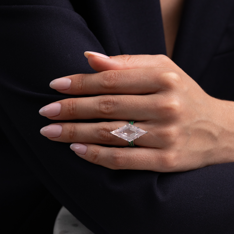 Rose Quartz Ring, Size 53