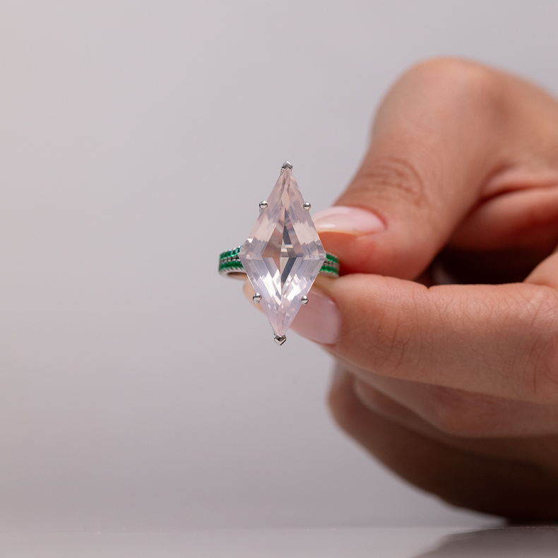 Rose Quartz Ring, Size 53