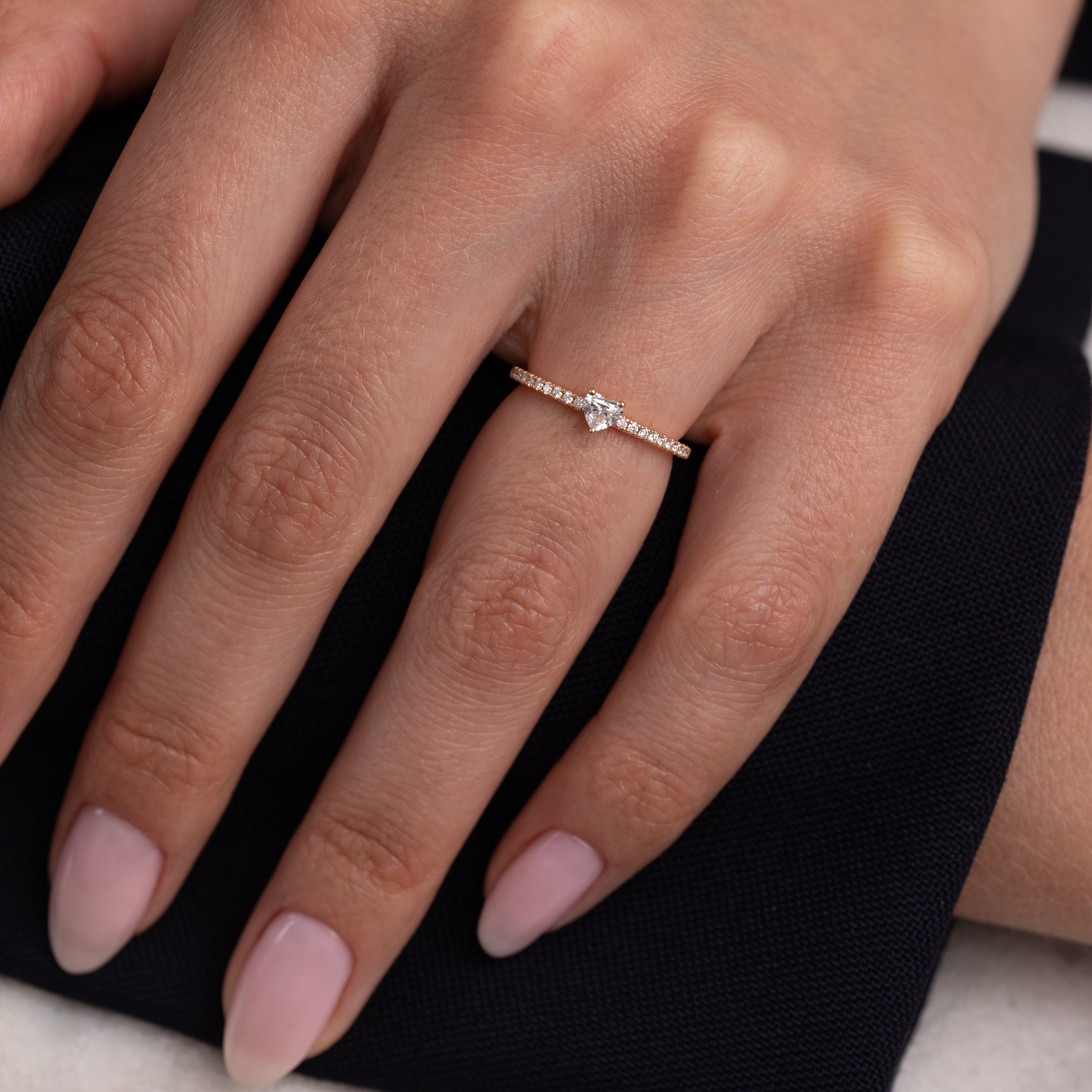 Aspen Heart Ring, Rose Gold, Size 52