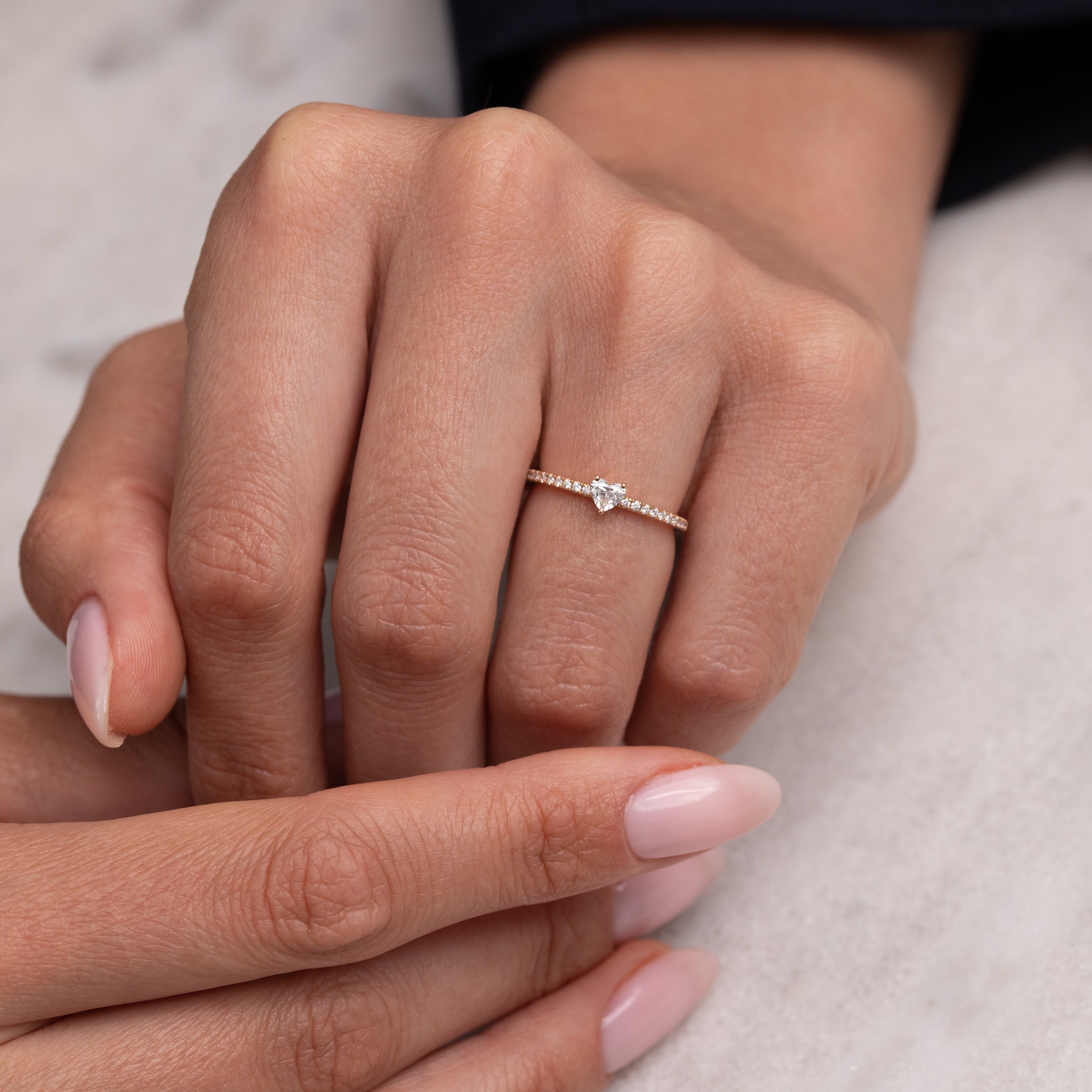 Aspen Heart Ring, Rose Gold, Size 52