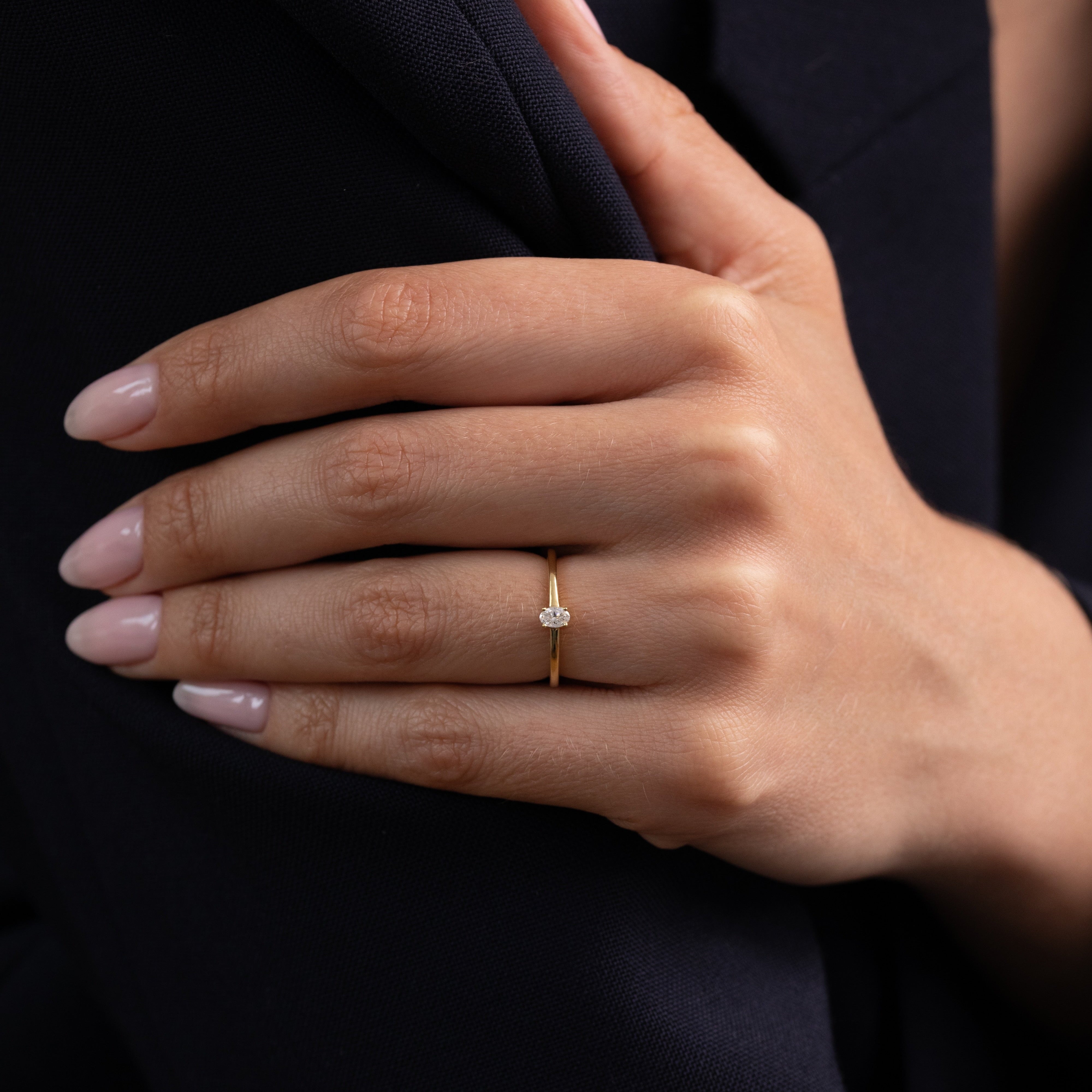 Adele Oval Ring, Yellow Gold, Size 52