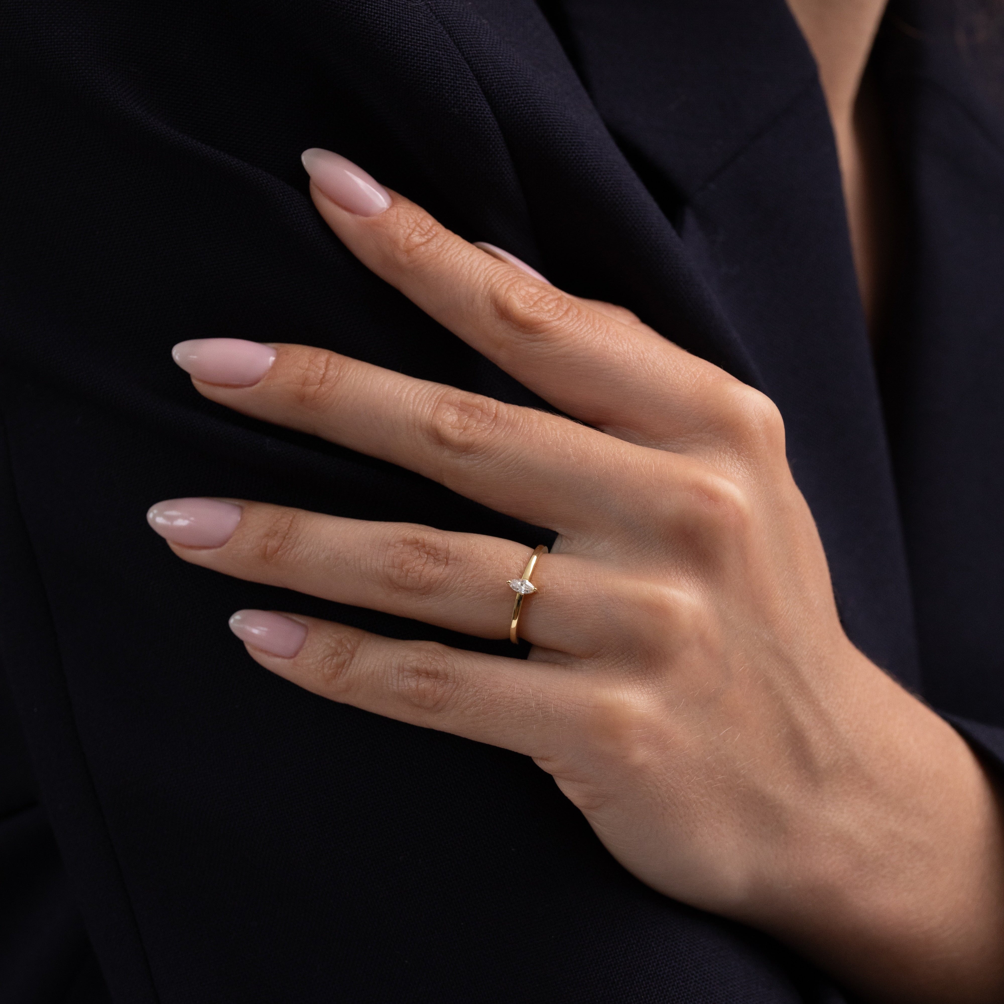 Adele Marquise Ring, Yellow Gold, Size 52