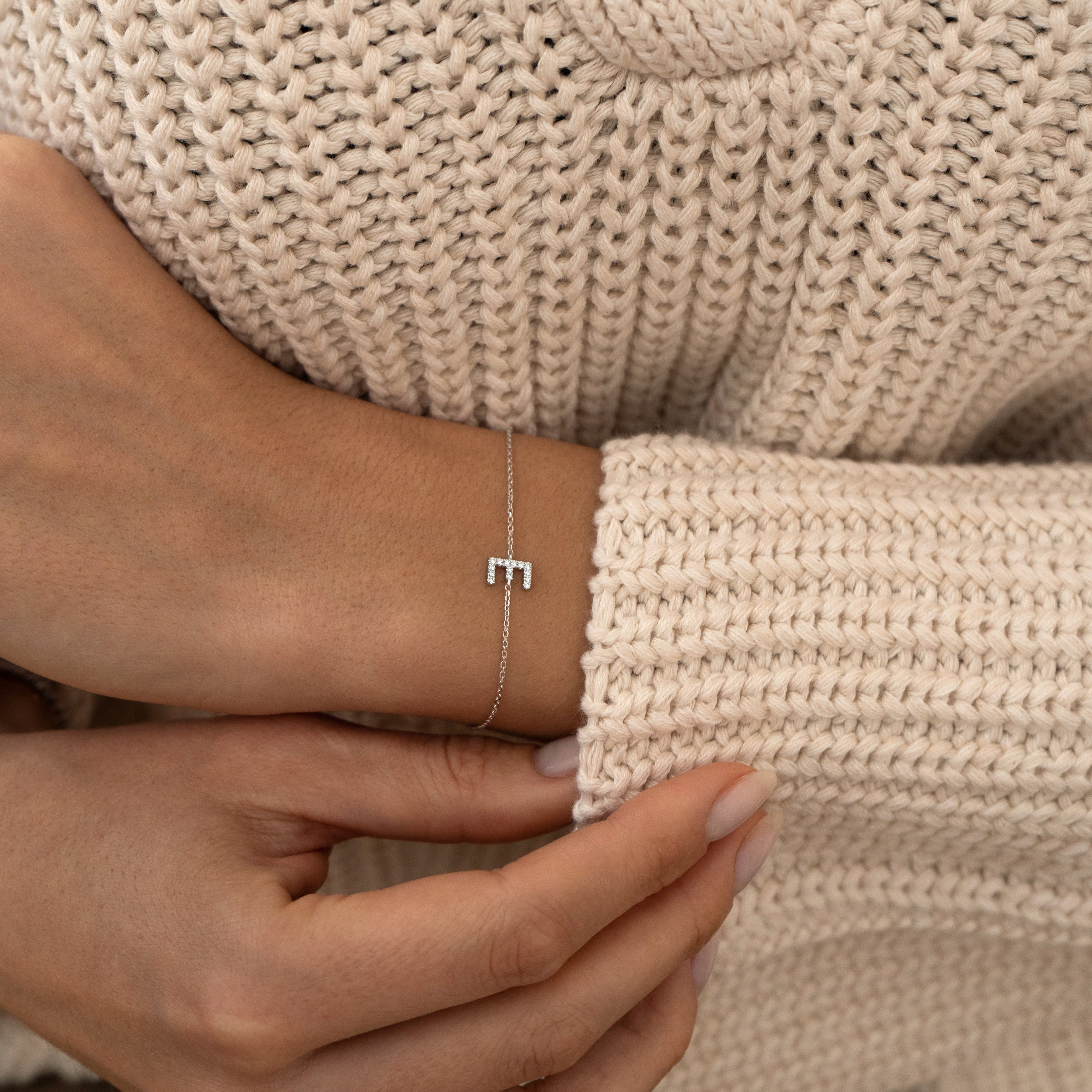 BIG DIAMOND INITIAL BRACELET