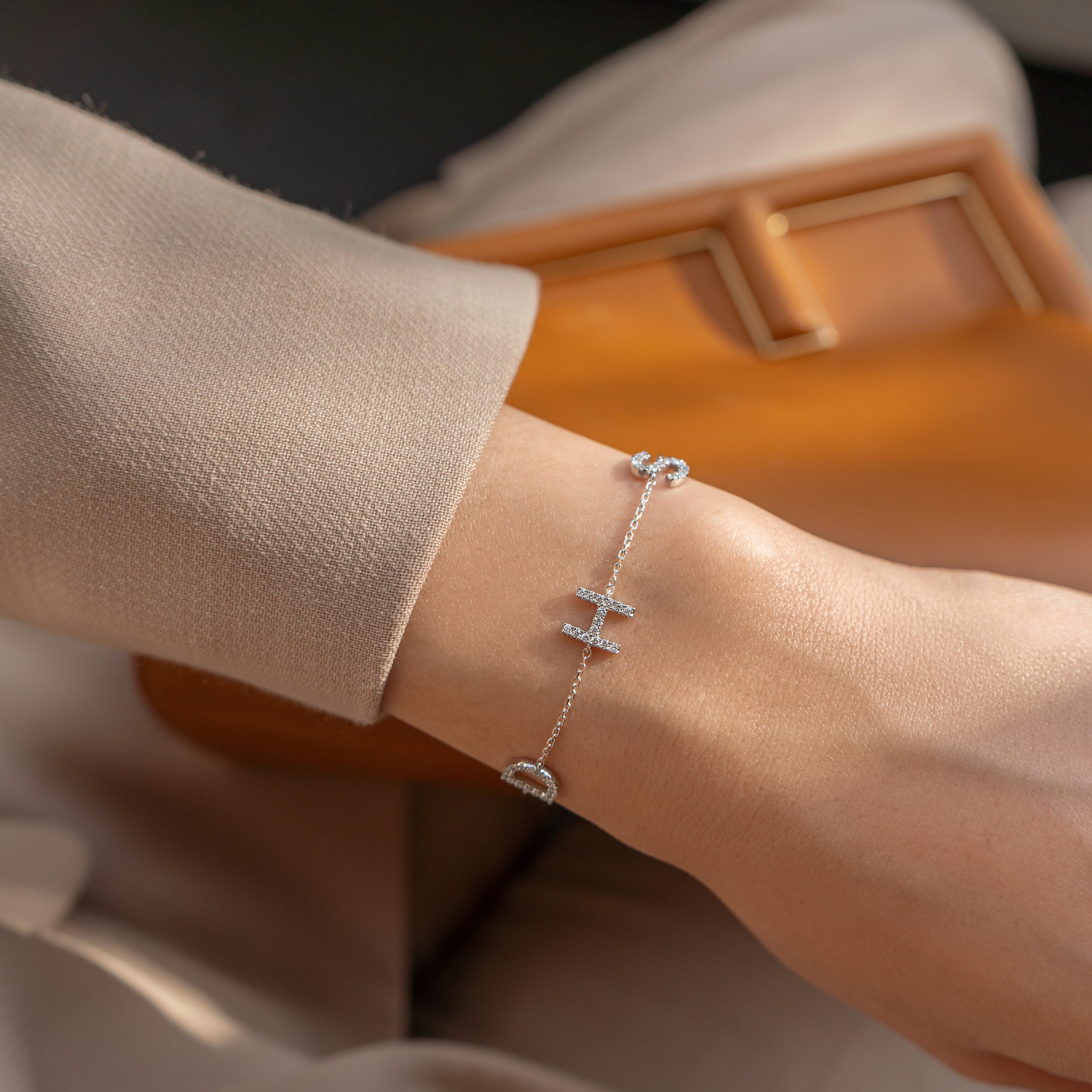 BIG TRIPLE DIAMOND INITIAL BRACELET