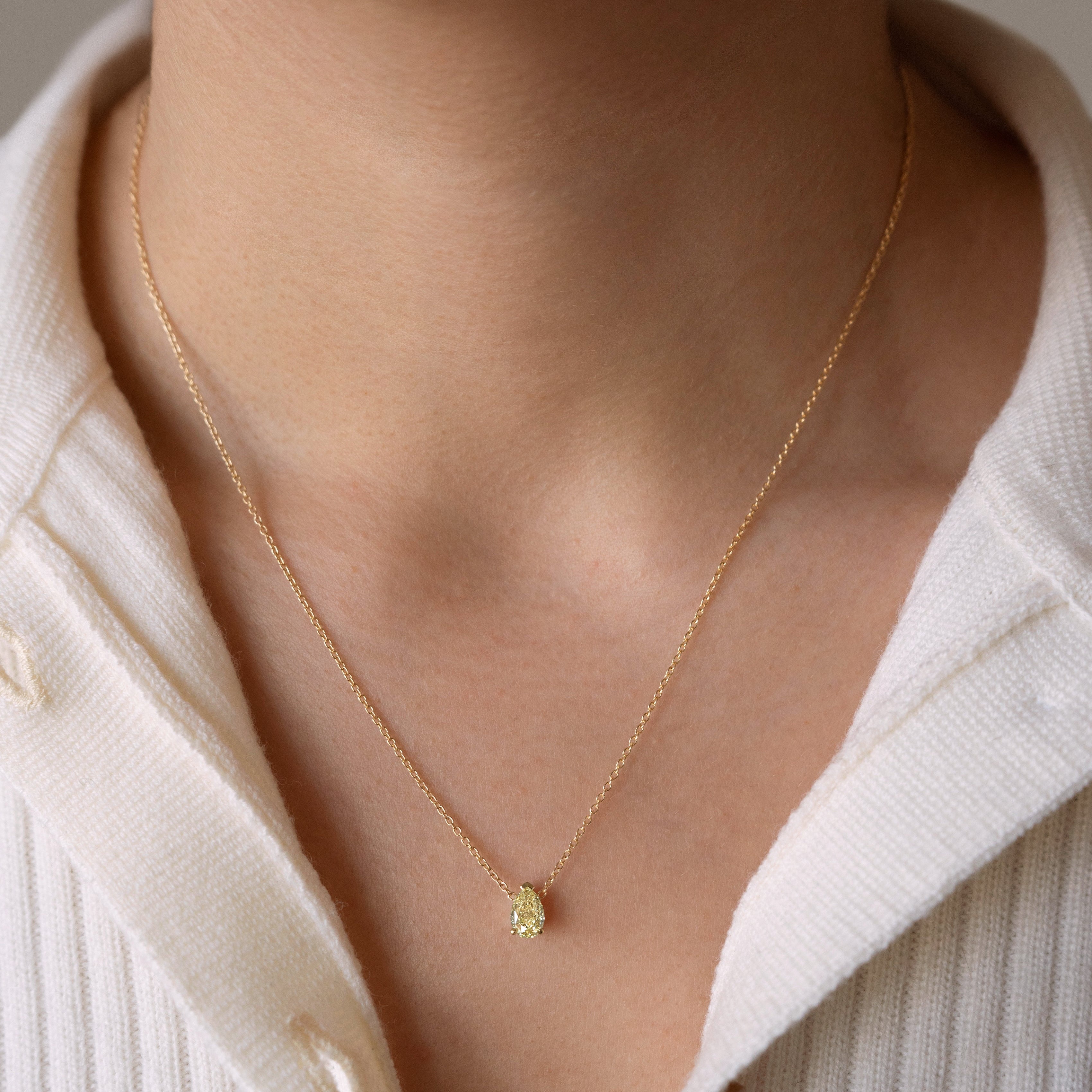Custom Made Fancy Yellow Diamond Necklace - Main Image