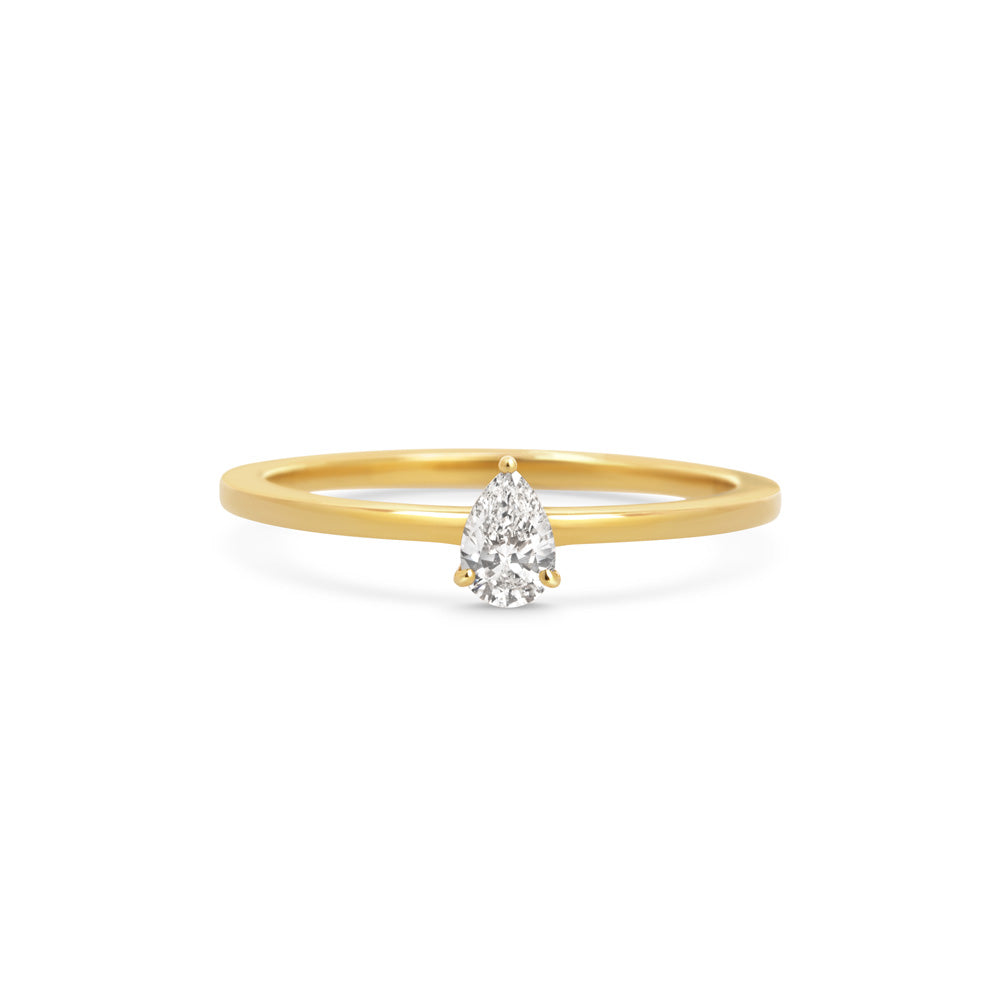 Adele Pear Ring, Yellow Gold, Size 52