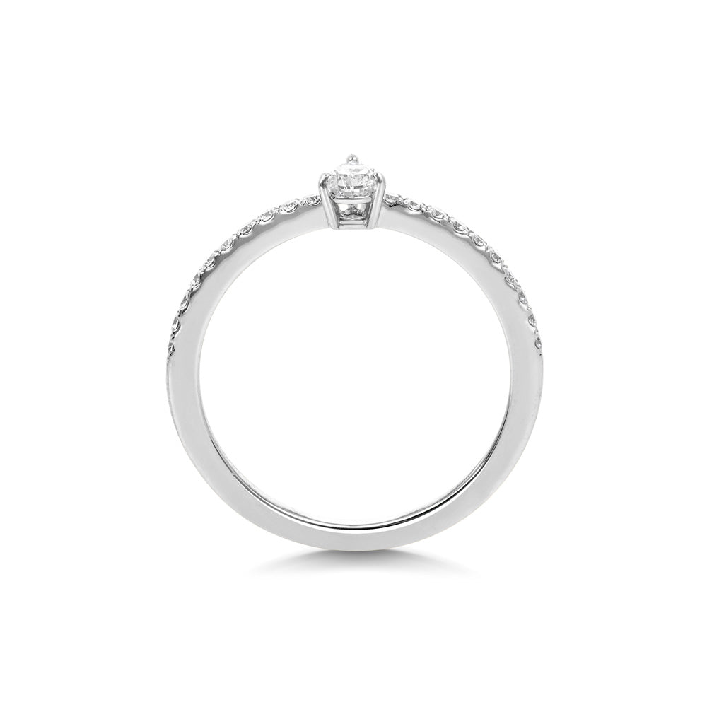 Aspen Pear Ring, White Gold, Size 52