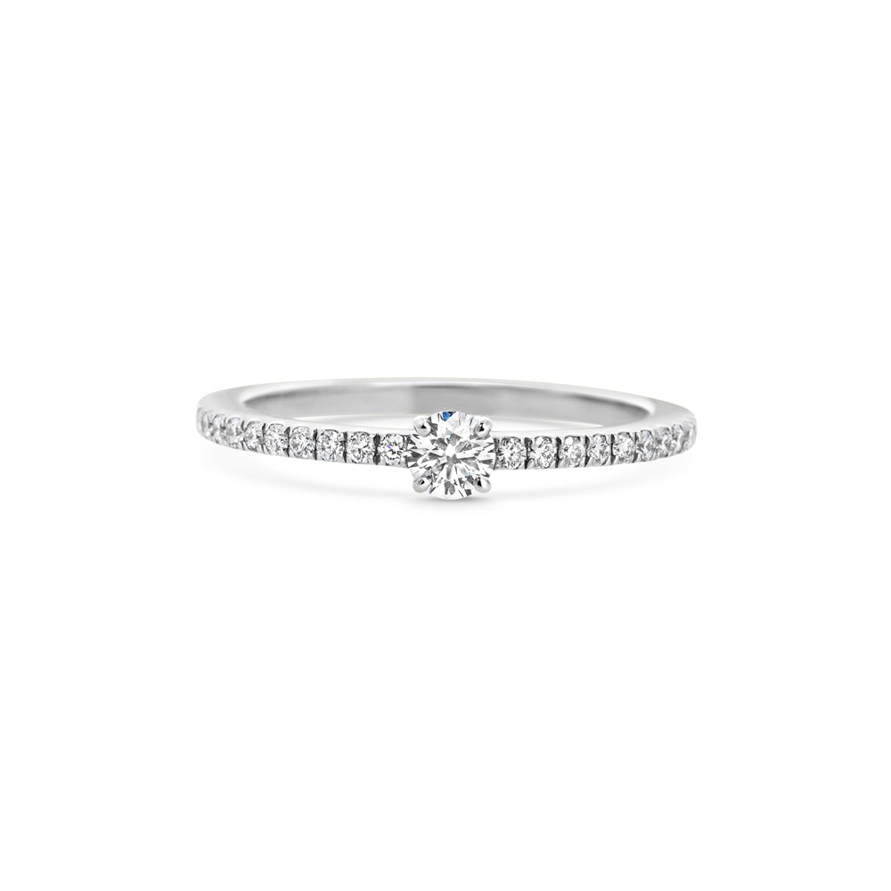 Aspen Round Ring, White Gold, Size 52