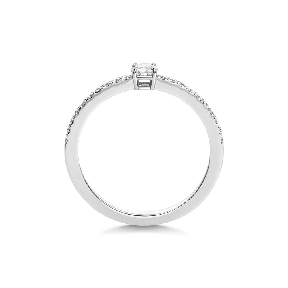 Aspen Round Ring, White Gold, Size 52