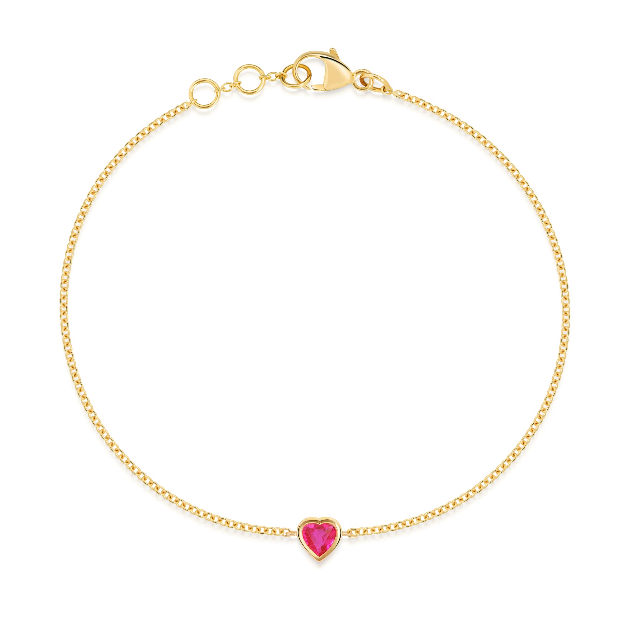 Ruby Heart Bezel Bracelet