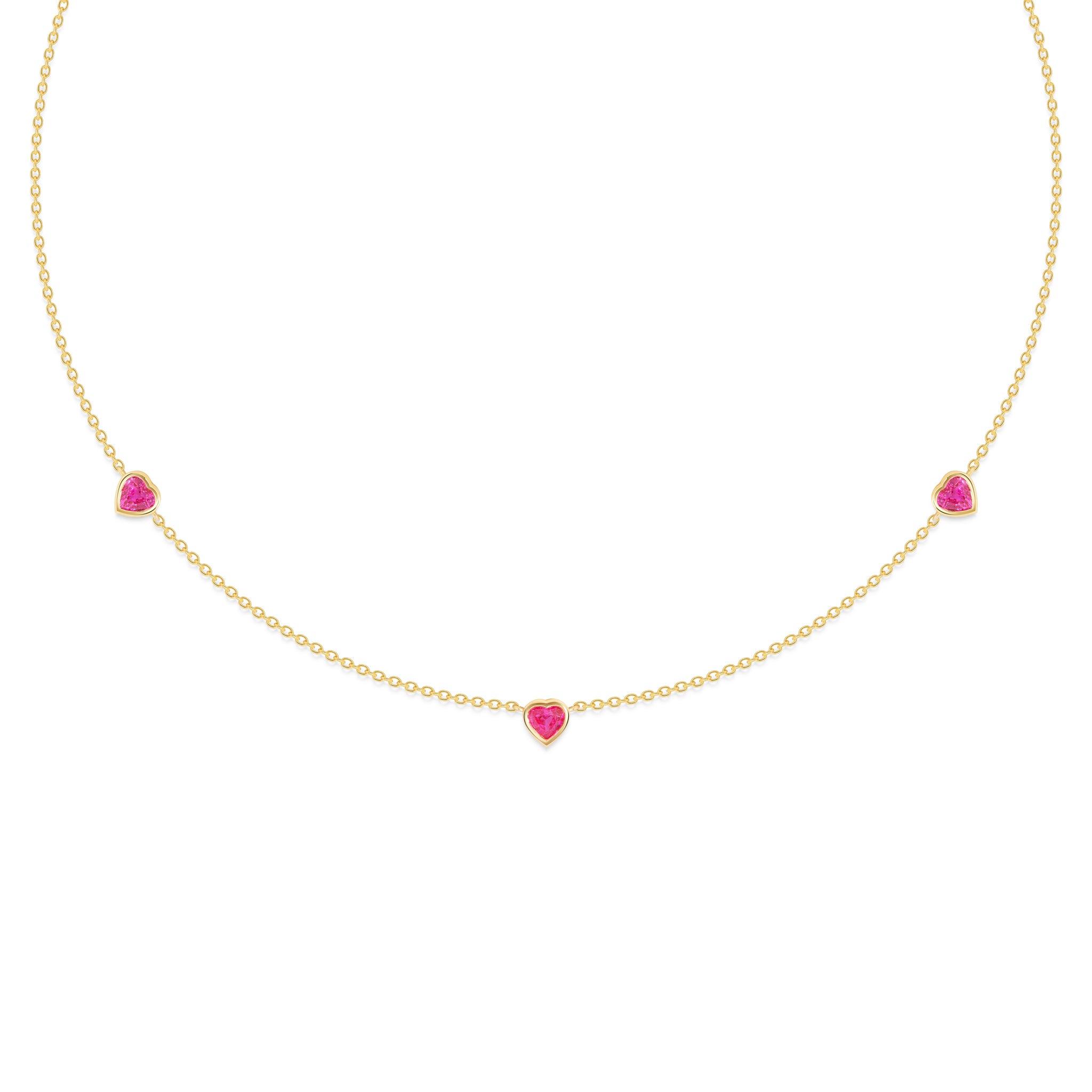 Ruby Heart Bezel Necklace