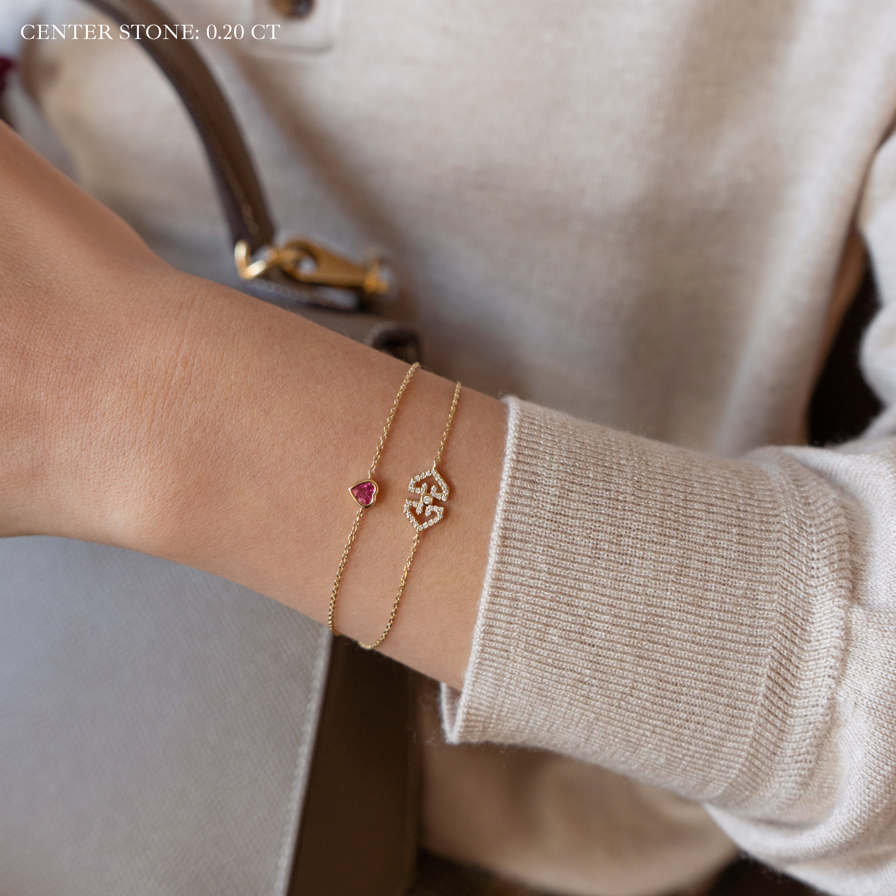 Ruby Heart Bezel Bracelet