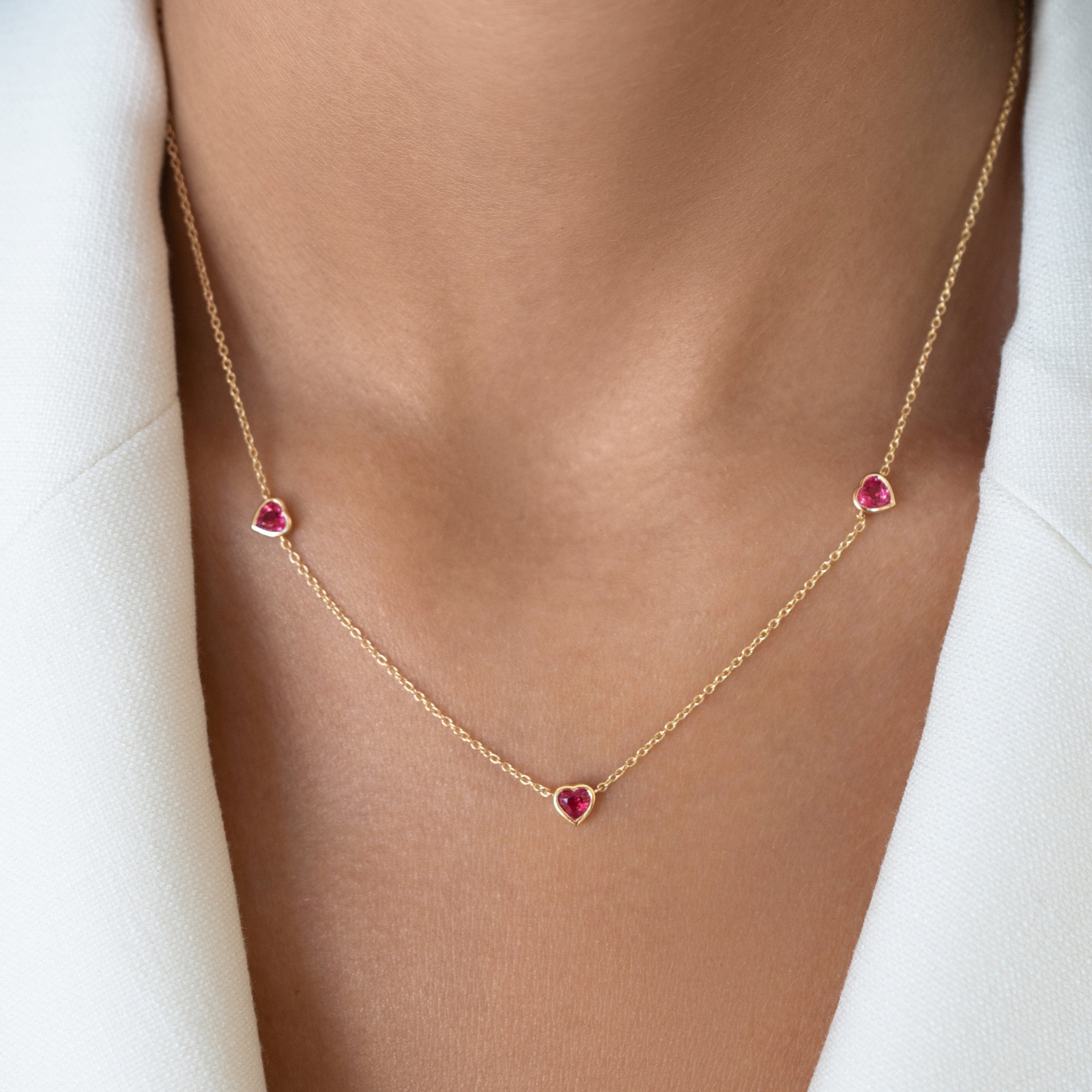 Ruby Heart Bezel Necklace