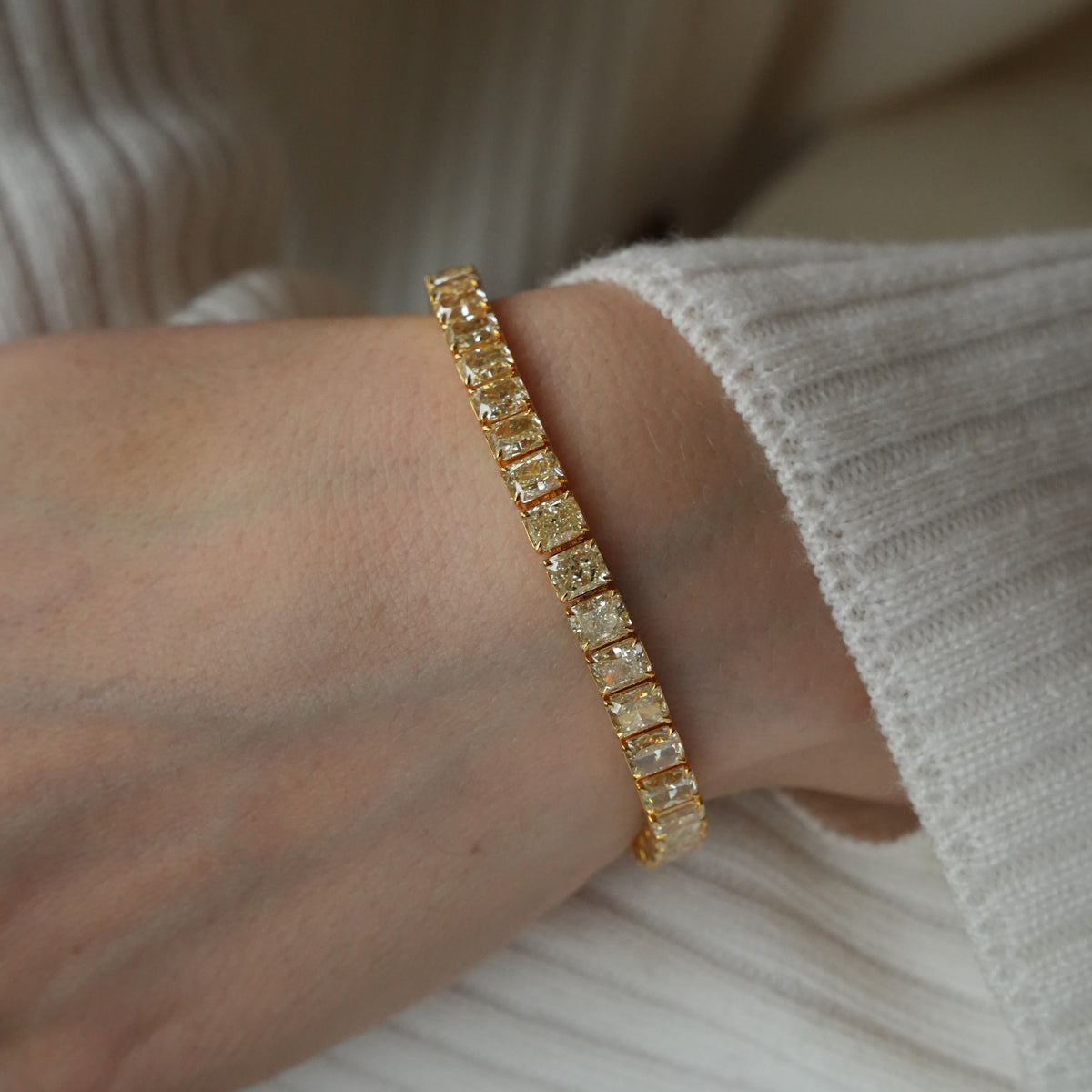 FANCY RADIANT TENNIS BRACELET 20.27 tcw