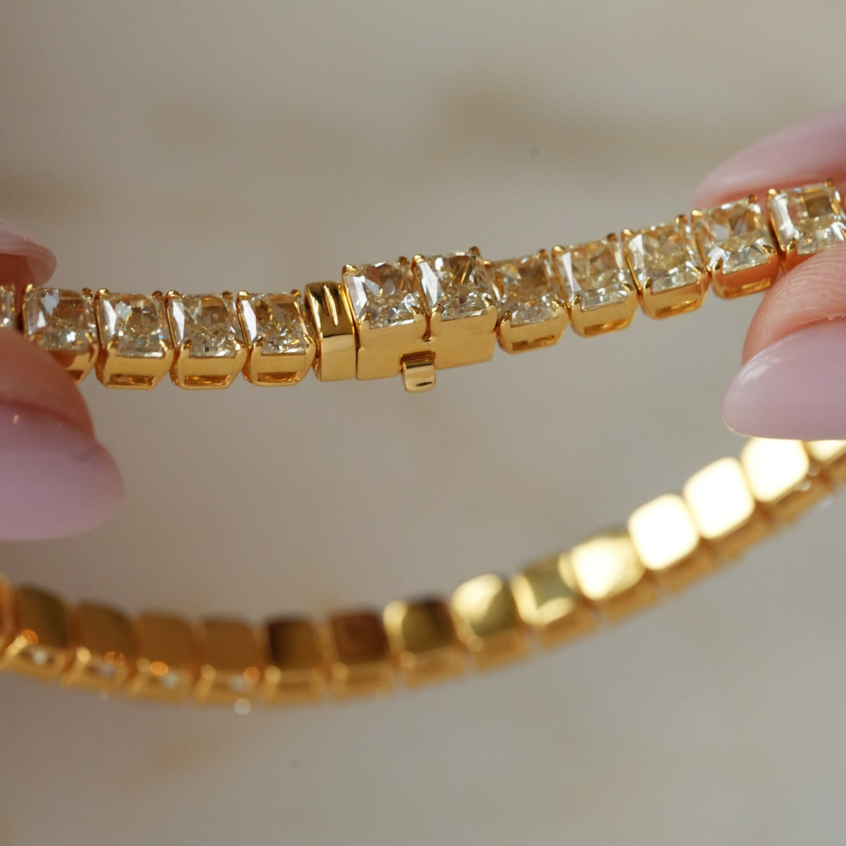 FANCY RADIANT TENNIS BRACELET 20.27 tcw