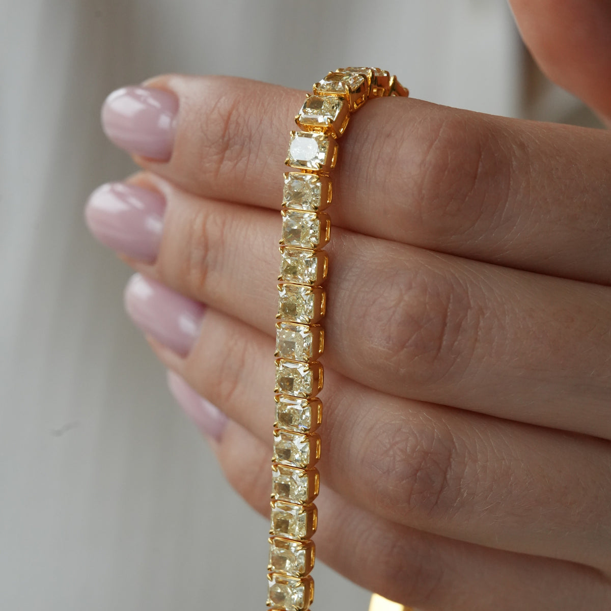 FANCY RADIANT TENNIS BRACELET 20.27 tcw