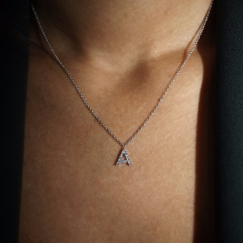 BIG DIAMOND INITIAL NECKLACE
