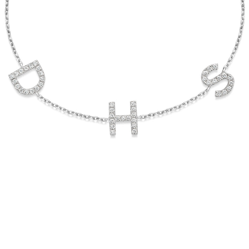 BIG TRIPLE DIAMOND INITIAL BRACELET