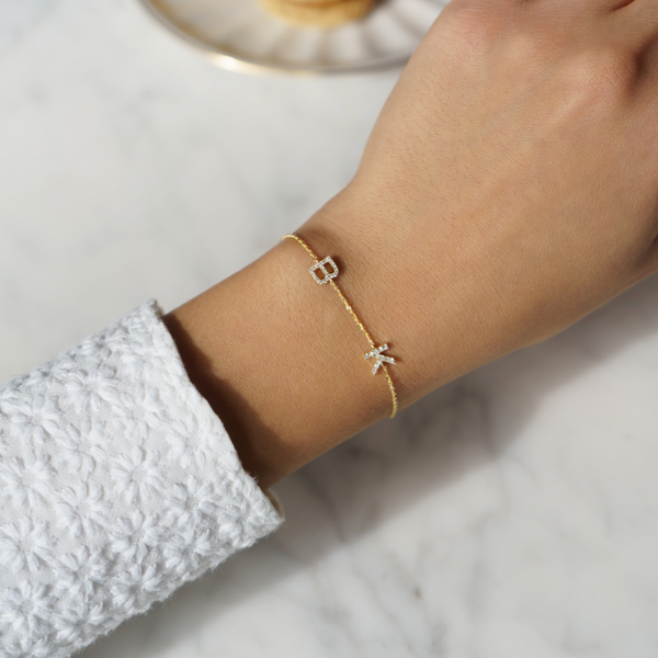 double diamond initial bracelet