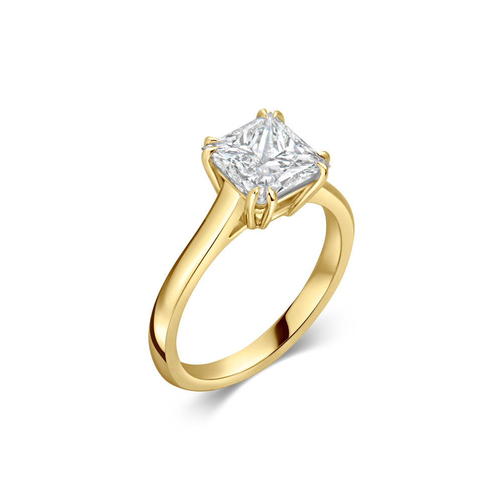 LEO'S PERFECT SOLITAIRE SETTING© princess cut yellow gold