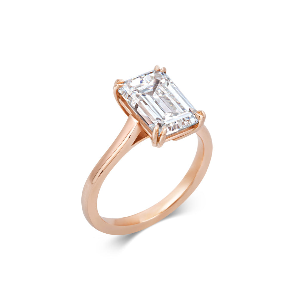 LEO'S PERFECT SOLITAIRE SETTING© emerald cut rose gold