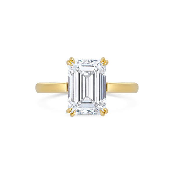 LEO'S PERFECT SOLITAIRE SETTING© emerald cut yellow gold