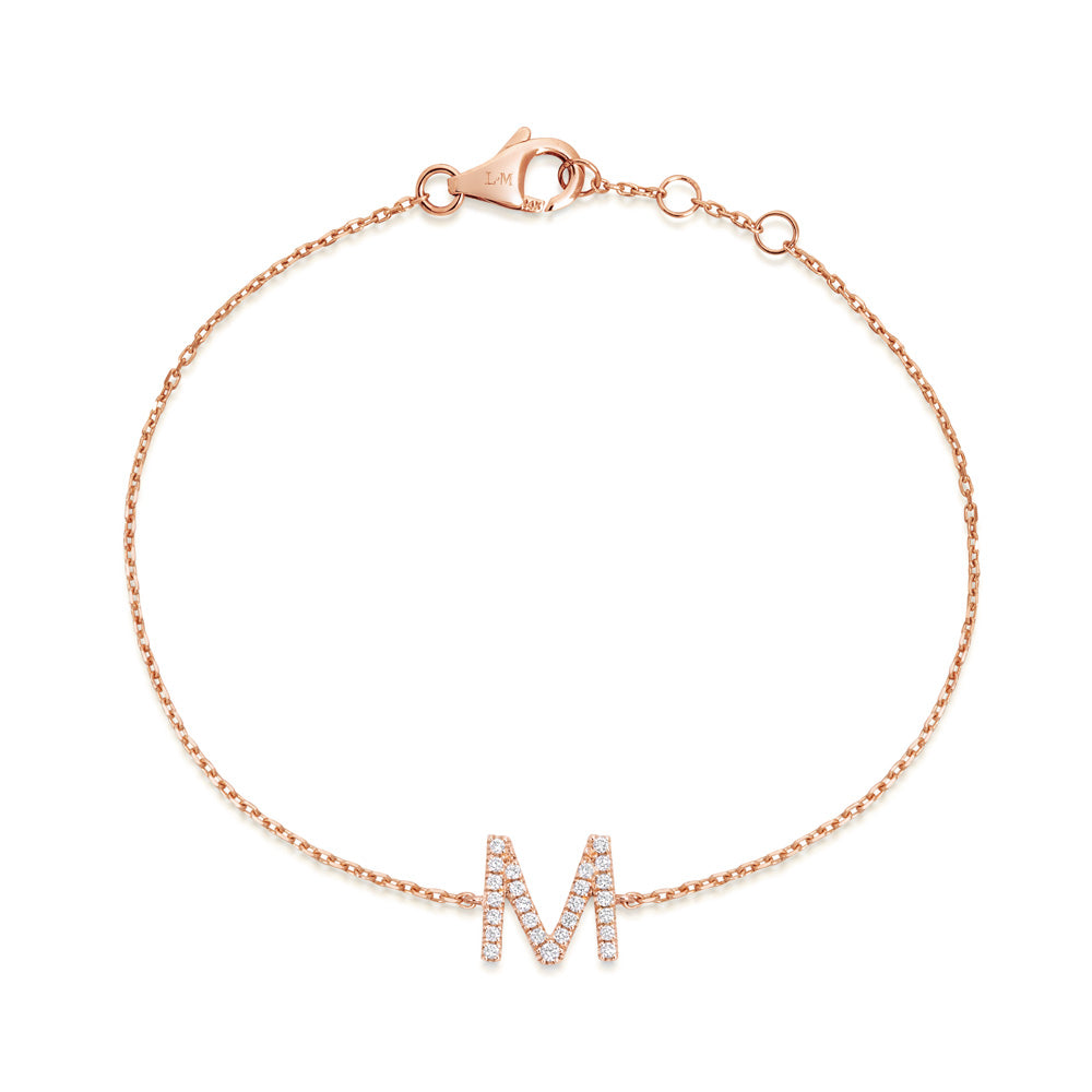 Diamond initial online bracelet gold