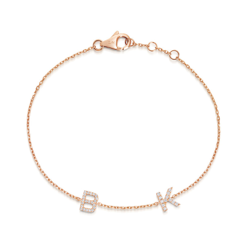 MINI DOUBLE DIAMOND INITIAL BRACELET