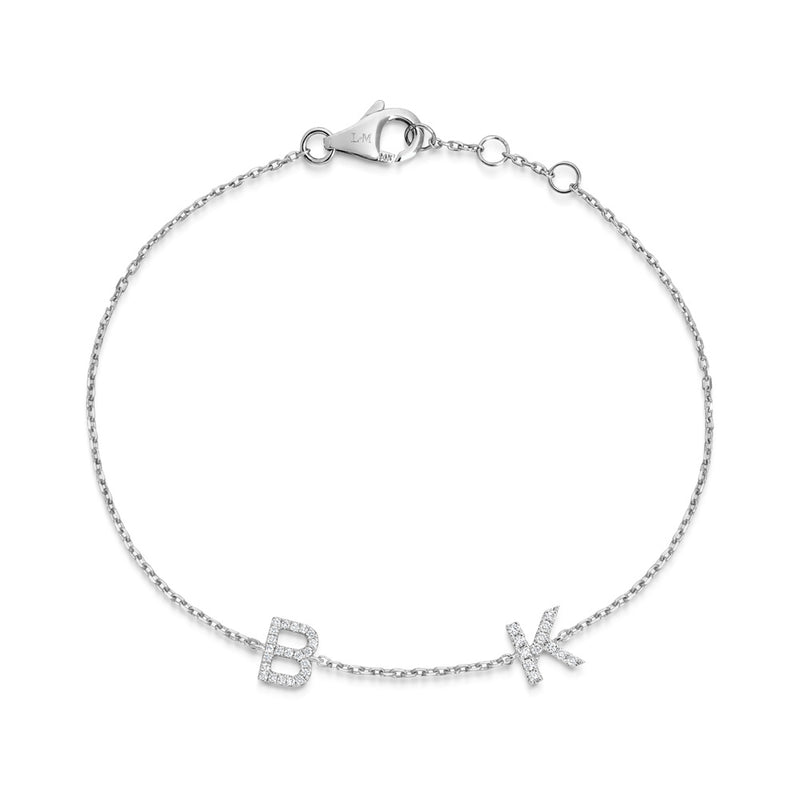 MINI DOUBLE DIAMOND INITIAL BRACELET