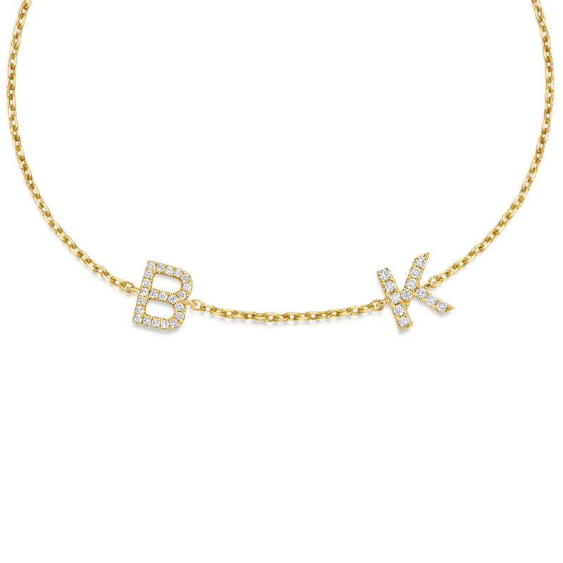 MINI DOUBLE DIAMOND INITIAL BRACELET