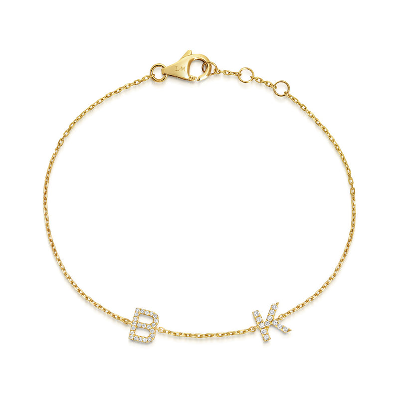 MINI DOUBLE DIAMOND INITIAL BRACELET