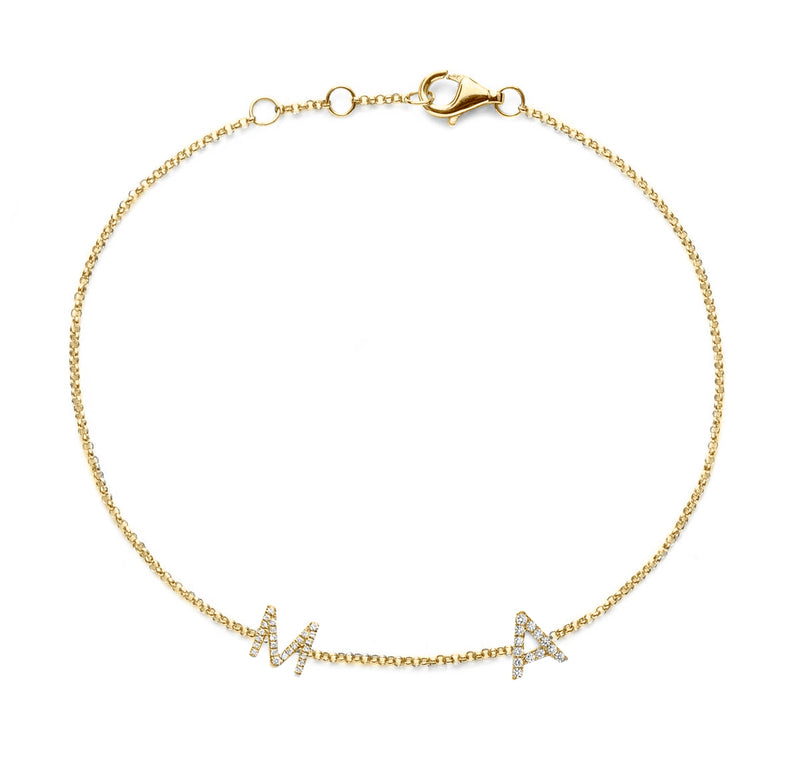 MINI DOUBLE DIAMOND INITIAL BRACELET