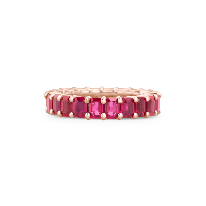 RUBY emerald cut eternity