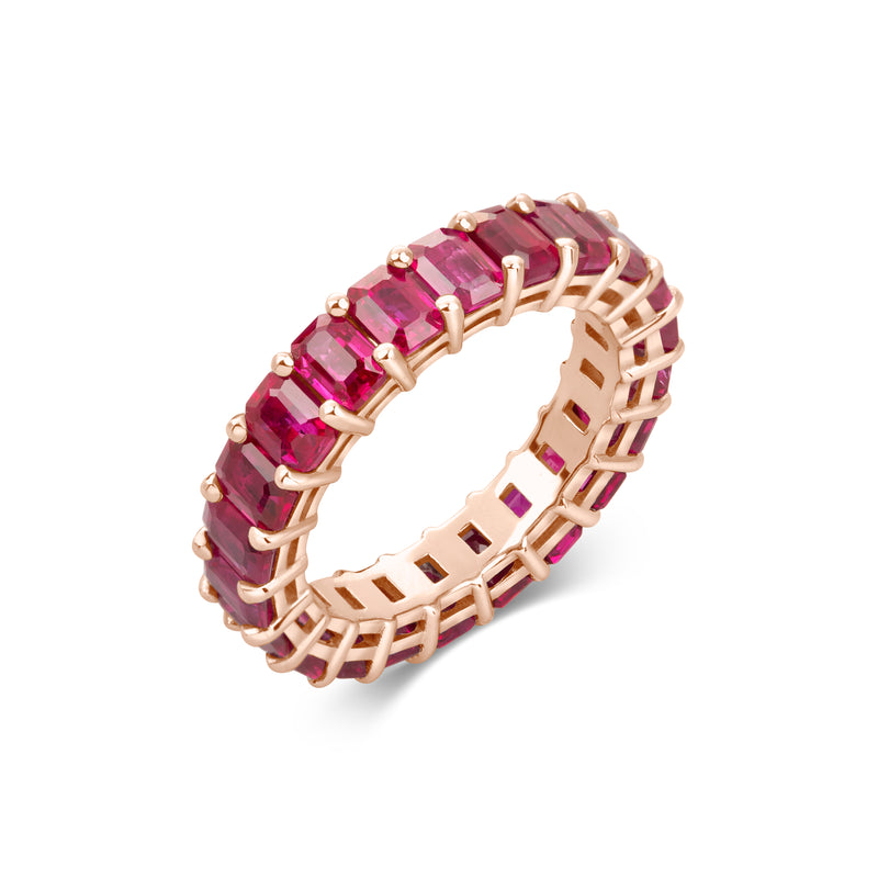 RUBY emerald cut eternity
